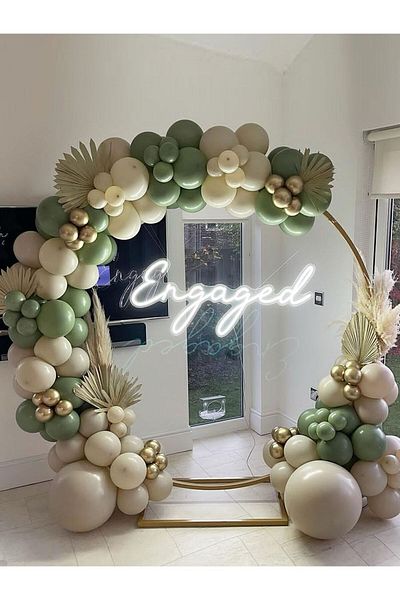 eğlencemarketi Chrome Gold Sea Sand and Eucalyptus Balloon Chain 100 Pieces