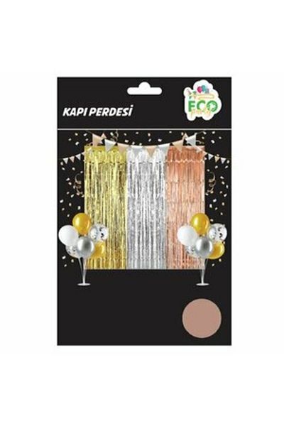 eğlencemarketi Κουρτίνα Πόρτας με Φούντες 70cm x 2μέτρα Ροζ Χρυσό