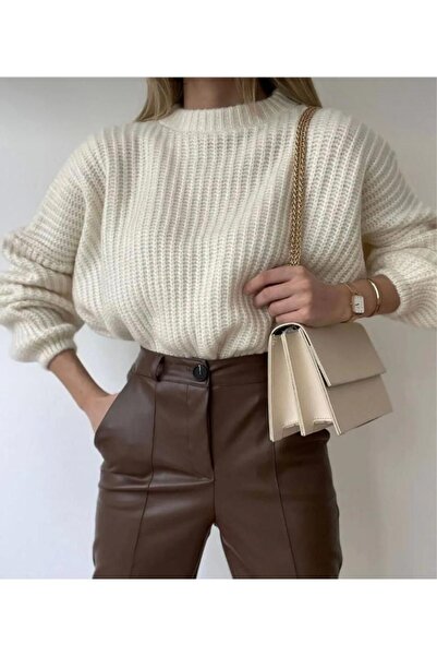 ANUBİS bol kesim bisiklet yaka KAZAK