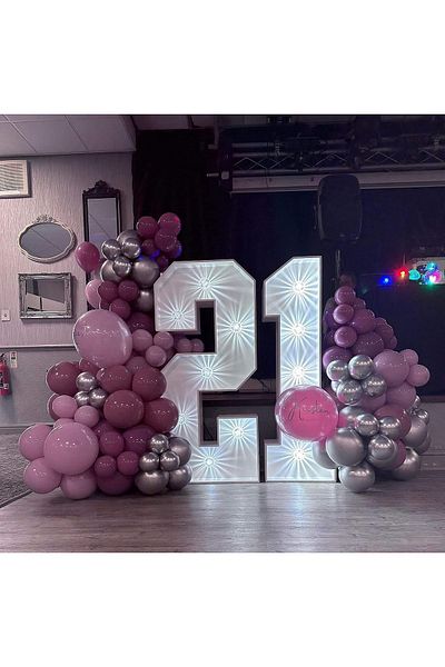 eğlencemarketi Retro Chrome Silver Wild Strawberry and Powder Pink Balloon Chain - 100 Pieces