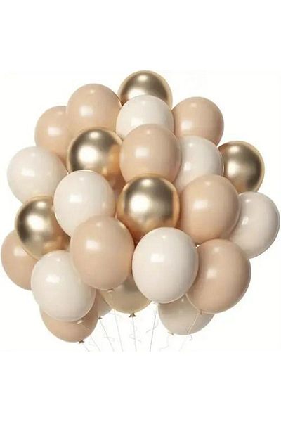 eğlencemarketi Chrome Gold - 20 Sea Sand and Milk Coffee Balloons