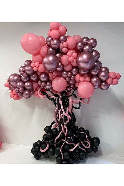 eğlencemarketi 100 Pieces Chrome Pink Pastel Black and Flamingo Pink Balloon Chain