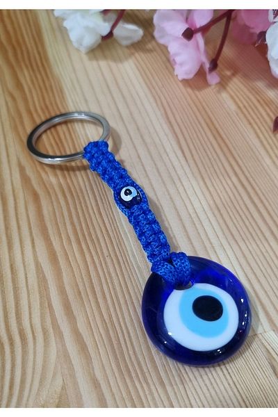 erdoğan hobi Knitted Keychain Charm Blue String Knitted Ornament Car Ornament Bag Ornament Evil Eye Beaded Gift Keychain