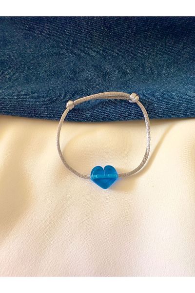 Atelier Çağla Murano Glass Heart Bead Gray Bracelet