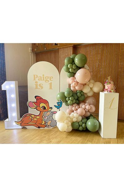eğlencemarketi Retro Eucalyptus Pink Blush and Retro White Balloon Chain 100 Pieces