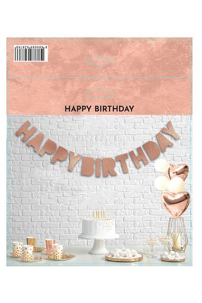 eğlencemarketi Happy Birthday 3D Lettering Rose Gold Solid Model