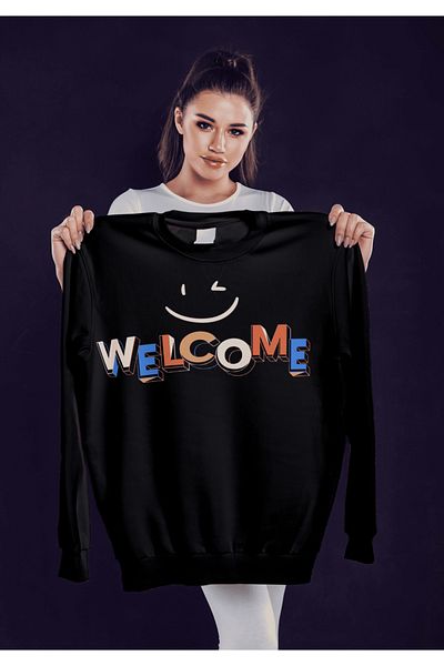 LAND MODA Φούτερ με μαύρο στάμπα oversize