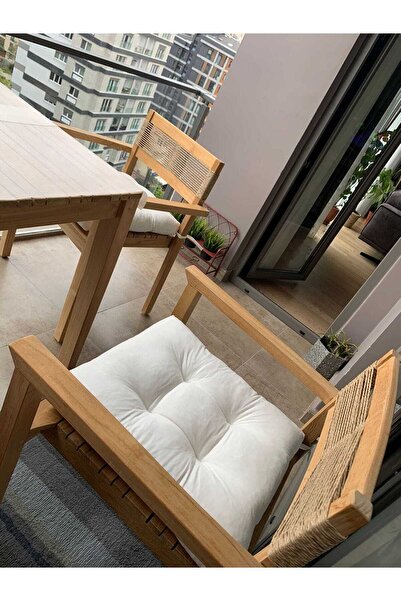 Fitsdekor Beyaz Sandalye Minderi Seti 4 Adet 45x45 Cm