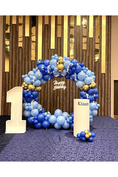 eğlencemarketi Dark Blue Macaron - 100 Pieces Chrome Gold Pastel Balloon Chain