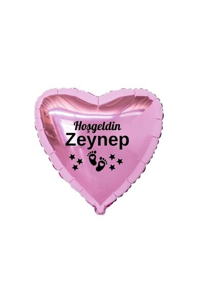 eğlencemarketi 18 inç Pembe Renk Yeni Doğan Kişiye Özel Hoşgeldin Bebek Yazıl...