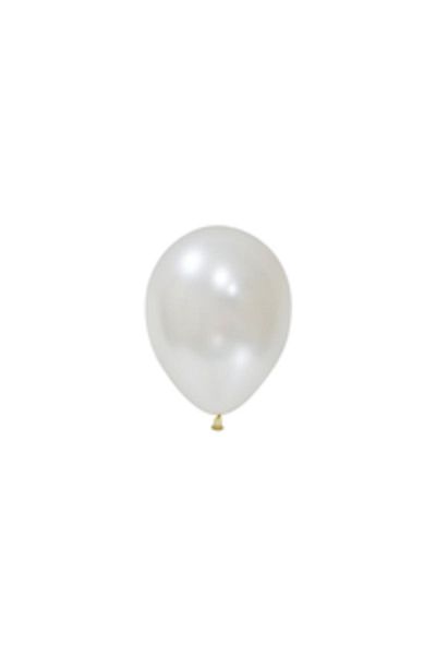 eğlencemarketi 12 Inch Standard Size Metallic Balloon White 100 Pieces