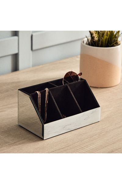 Home Box Lamac Metallic Finish Glass Jewellery Box - 19.7x11.5x10 cm