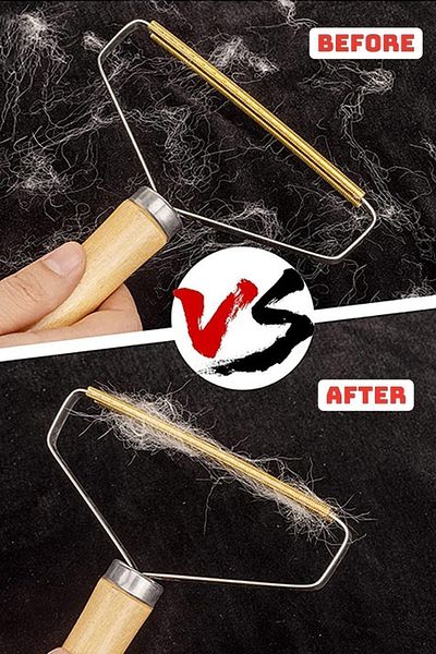 FİTHOME Wooden Handle Carpet Sofa Feather Collection Clothes Mohair Cat Dog Feather Collection