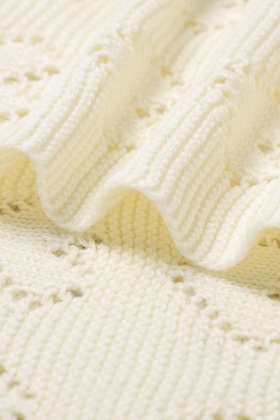 Battani.Co Knitted Baby Blanket for Baby Girl and Boy 85cm X85Cm Basic Hearts Ecru