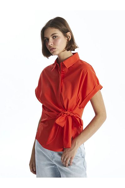 LC Waikiki Lcw Vision Red Women's - Shirt Collar Straight Blouse