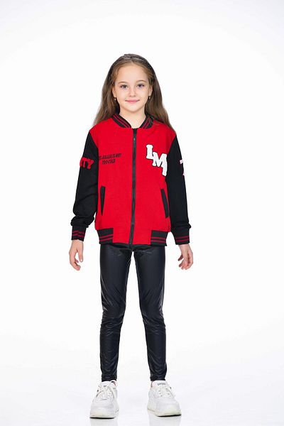 Kamex Jachetă de colegiu pentru fete Claret Red Arrow - Broderie și imprimeu Lmf