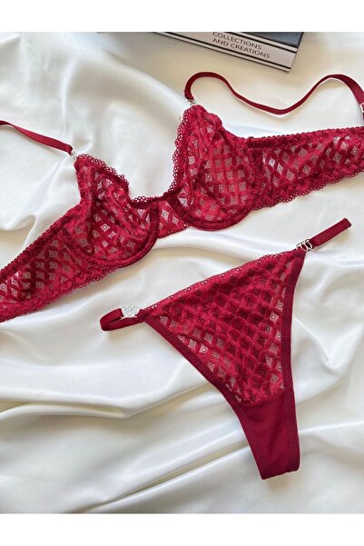 BELINGE Set de chiloți sutien cu sârmă cu lanț din dantelă