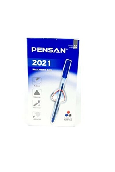 Pensan قلم حبر جاف 1.0 ملم جسم مثلث أزرق شفاف (عبوة 50 قطعة) 2021