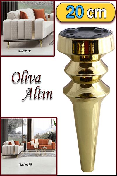 Badem10 Oliva Gold Gold 20 Cm Mobilier Canapea Fotoliu Unitate TV Consolă Upgrade Riser Picior Picioare