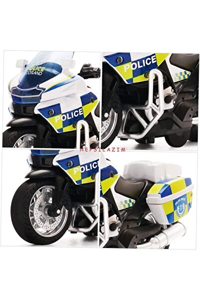 Hepsilazım Die Cast Metal Oyuncak Motorsiklet Çek Bırak Polis Motoru 13 Cm