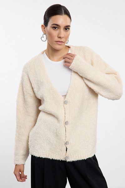 Trendyol Collection Soft Textured Stone Knitwear Cardigan - Twoaw25hi00304
