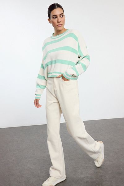 Trendyol Collection Pulover din tricot cu dungi Stone Crop TWOAW23KZ00205
