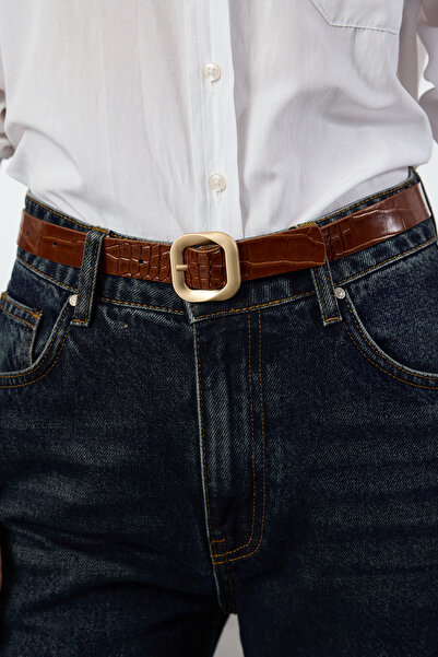 Trendyol Collection Balení 2 kusů černohnědé přezky Kožený vzhled Twoaw25ke00008