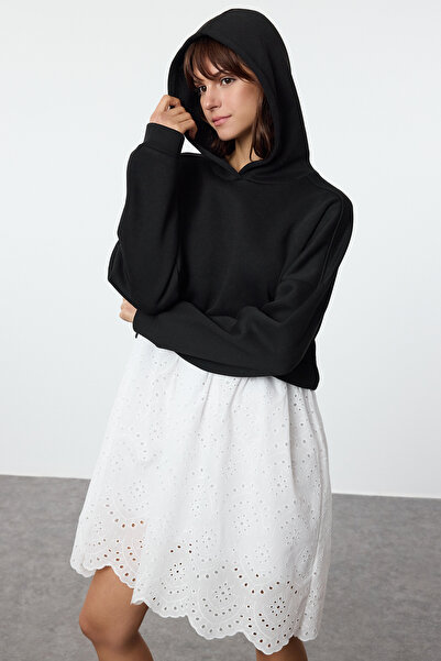 Trendyol Collection Color Blocked Embroidery Mini Knitted Dress - Hooded and Zippered TWOAW25EL00510