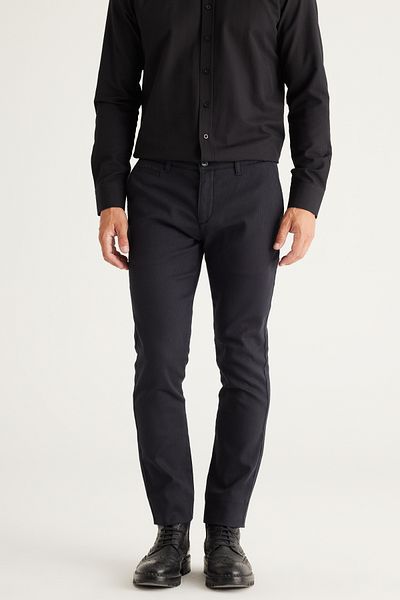 ALTINYILDIZ CLASSICS Men's Anthracite Stretchy Slim Fit Cotton Trousers - Side Pocket