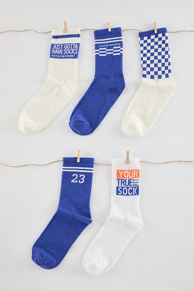 Trendyol Collection Navy Blue Unisex 5 Pack Cotton Checkered Socks-Length Socks Tmnaw25Co00014