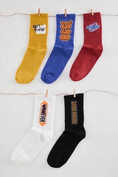 Trendyol Collection Set of 5 Unisex Cotton Striped College-Tennis-Medium Socks - Tmnaw25Co00017