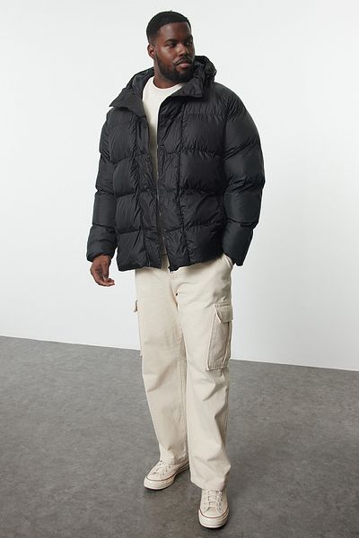 Trendyol Collection Μαύρο Oversize Αντιανεμικό Χειμερινό Πουφερ Μπουφάν - TMNAW25AW00000