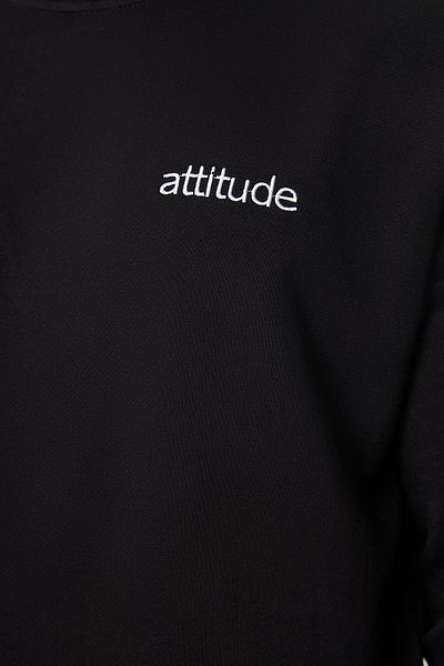 Trendyol Collection large Size Black Printed Sweatshirt - Oversize Text Printed TMNAW25AO00026