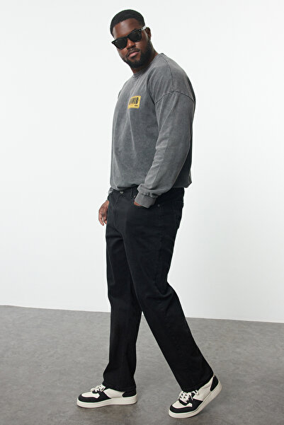 Trendyol Collection Ανδρικό μαύρο τζιν τζιν τζιν Plus Size - κανονική εφαρμογή TMNAW25CJ00000