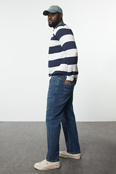 Trendyol Collection Ανδρικά τζιν τζιν Indigo μεγάλου μεγέθους - TMNAW25CJ00000