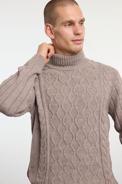 Trendyol Collection Πλεκτό πουλόβερ με διπλό ζιβάγκο με υφή χρώματος βιζόν - TMNAW25KZ00009