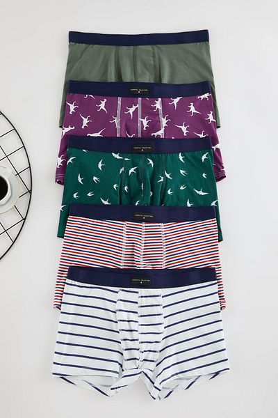 Trendyol Collection 5'li mintás/sima csomagolású többszínű boxer - TMNAW25BX00003