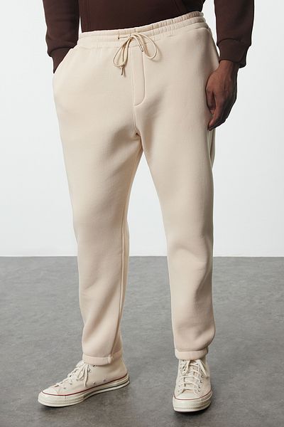 Trendyol Collection Stone Large Size Regular/Normal Cut Rubber Leg Jogger Fleece Sweatpants Tmnaw24Aj00002