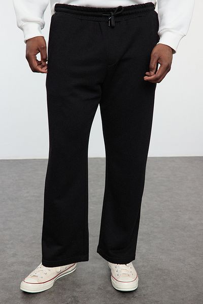 Trendyol Collection Plus Size Black Straight Sweatpants - Tmnaw25Aj00007