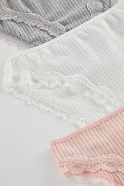 Trendyol Collection 3er-Pack graue Strickhöschen aus 100 % Baumwolle mit gerippter Spitze – THMAW25KU00015