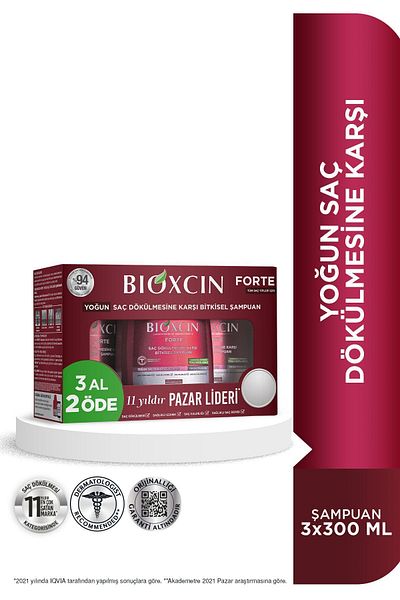 Bioxcin Forte Shampoo Kúp 3 Získajte 2 3x300 ml - Intenzívny šampón proti vypadávaniu vlasov