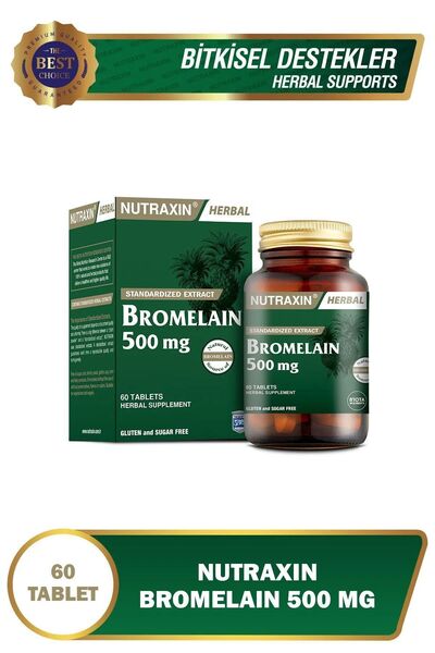 Nutraxin B1, B2, B3, B5, B6, B12 Içeren B Vitamin Complex 60 Tablet + Bromelain Ananas 60 Kapsül