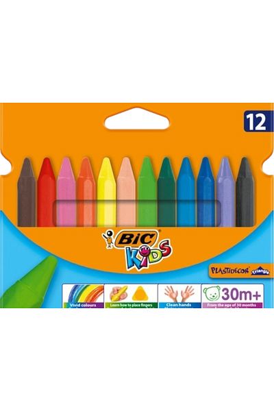 Bic 12 Colored Pastel Paint Triangle - Non-Polluting Hands