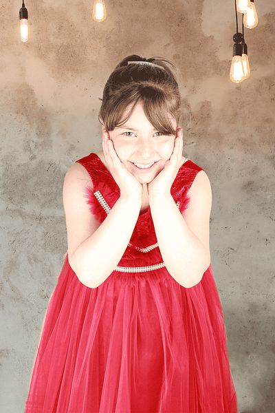 Mertoğlu Girl's Red Floral Patterned Mertoglu Evening Dress