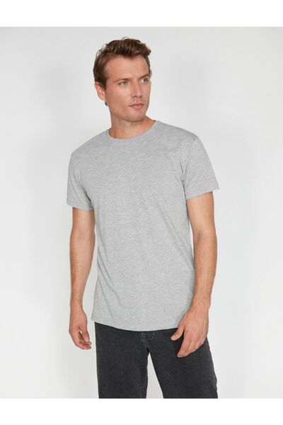 Gizavogue Men's Gray Crew Neck Basic T-shirt