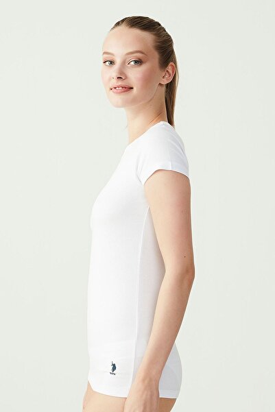 U.S. Polo Assn. U.S. Polo Assn. 66002 Women's Modal Short Sleeve Round Collar T-shirt-white