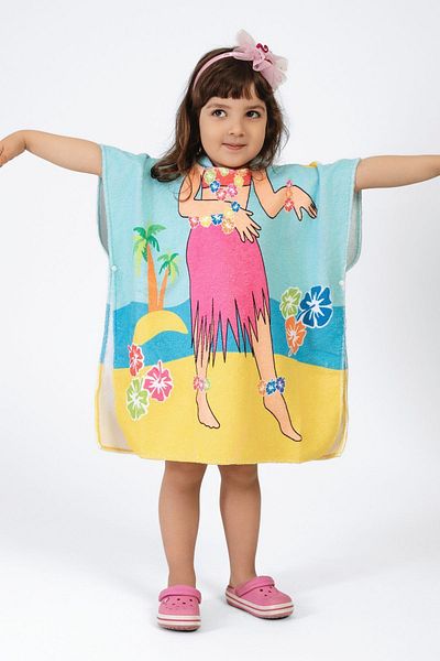 VEVİEN HOME Hawaiian Kids Poncho Beach Towel