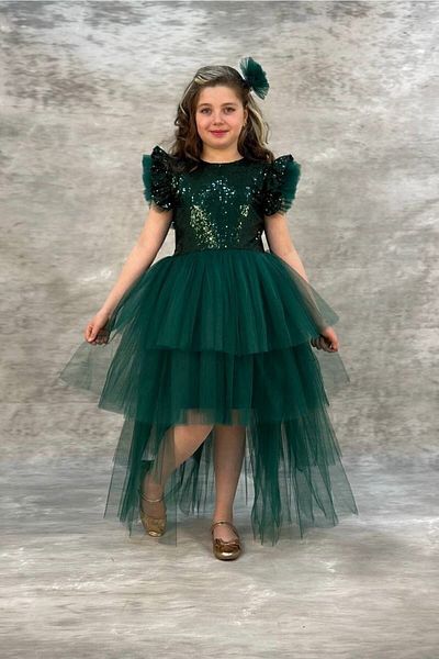 ABİYEKİDS Παιδικό βραδινό φόρεμα με παγιέτες Katkat Tailed Style Aby745