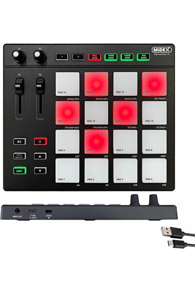 Midex Pad Controller-16 Stüdyo Midi Pad Controller (48 ADET PAD BANKASI)