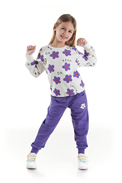 AHENGİM Virágmintás pamut trendi tréningruha lányoknak - Ak2502